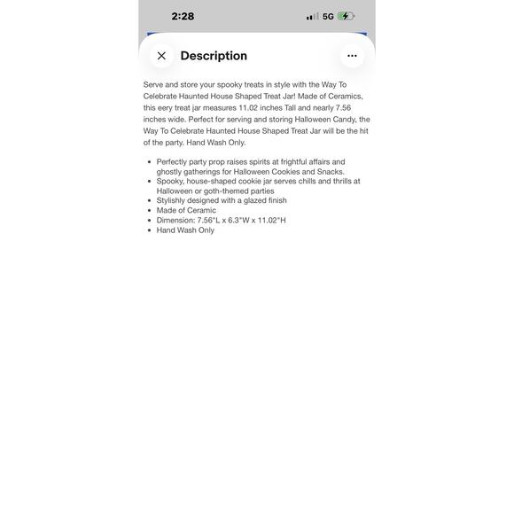 Way to Celebrate Halloween Ceramic Haunted House Treat Jar, Food Storage - Picture 8 of 8